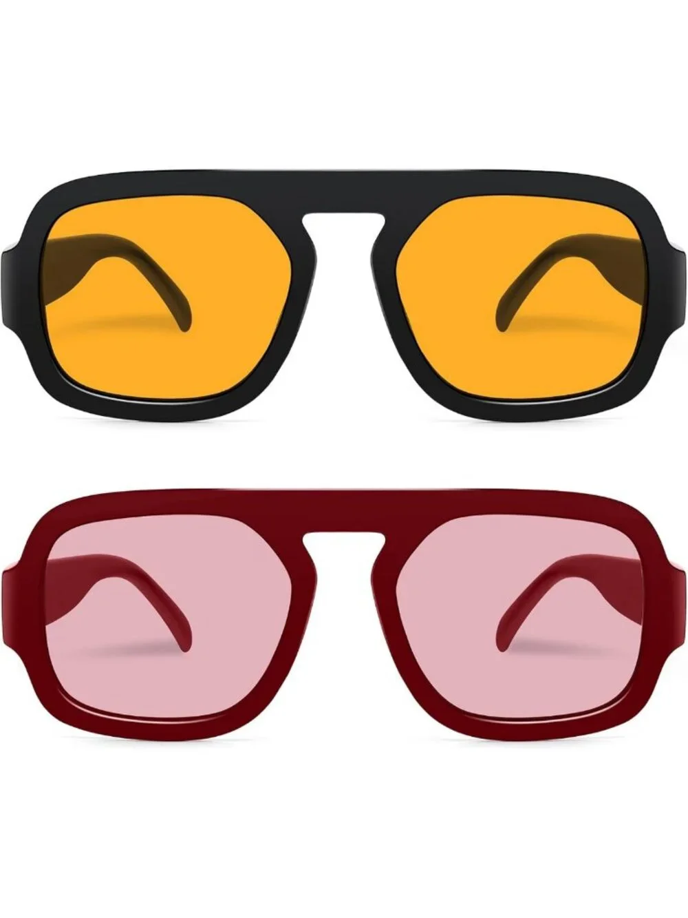Trendy Retro Square Aviator Sunglasses for Women & Men - 70s Vintage UV